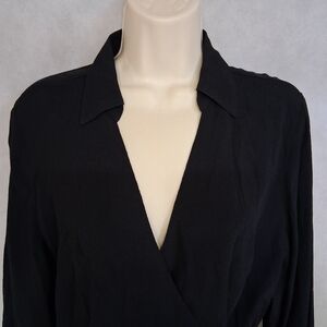 J. Crew Wrap Top 14 Black Drapey Crepe Wrap Tie Shirt Blouse New With Tags